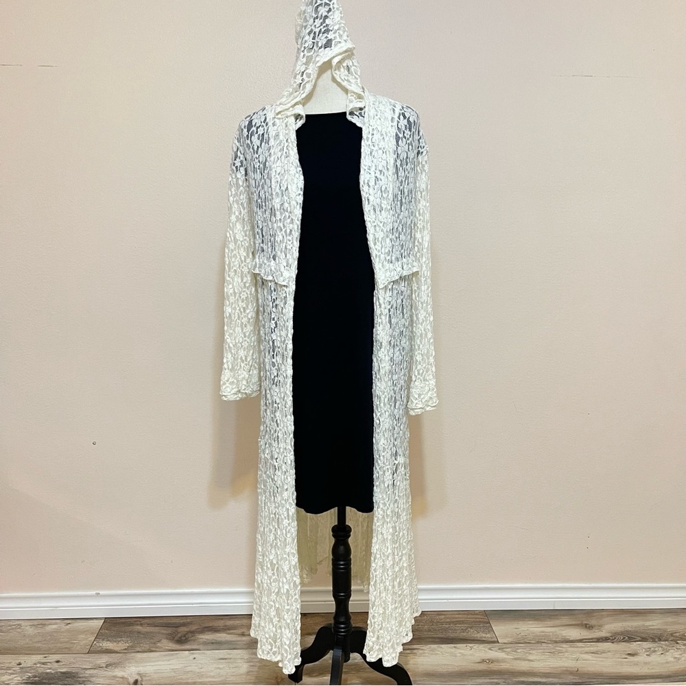 Blush Open Front Longline Lace Cardigan/Duster